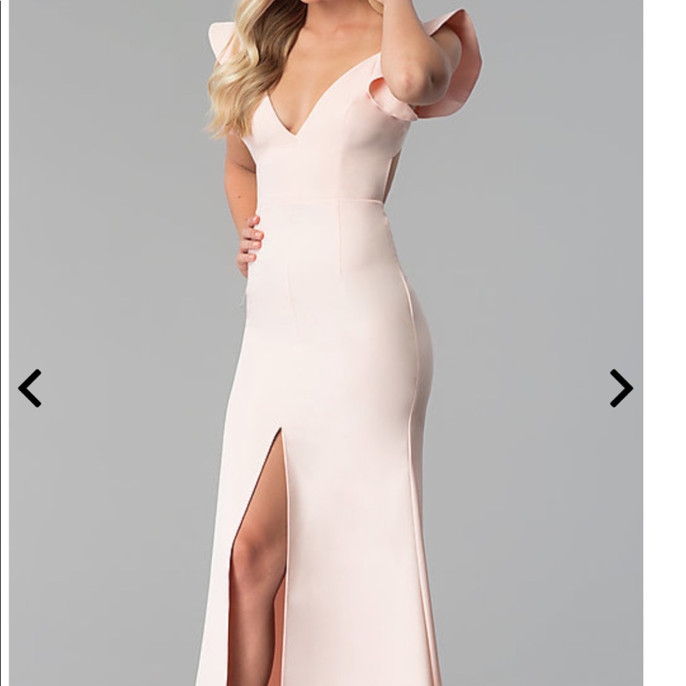 Long Open-Back Flutter-Sleeve Prom Dress with Slit